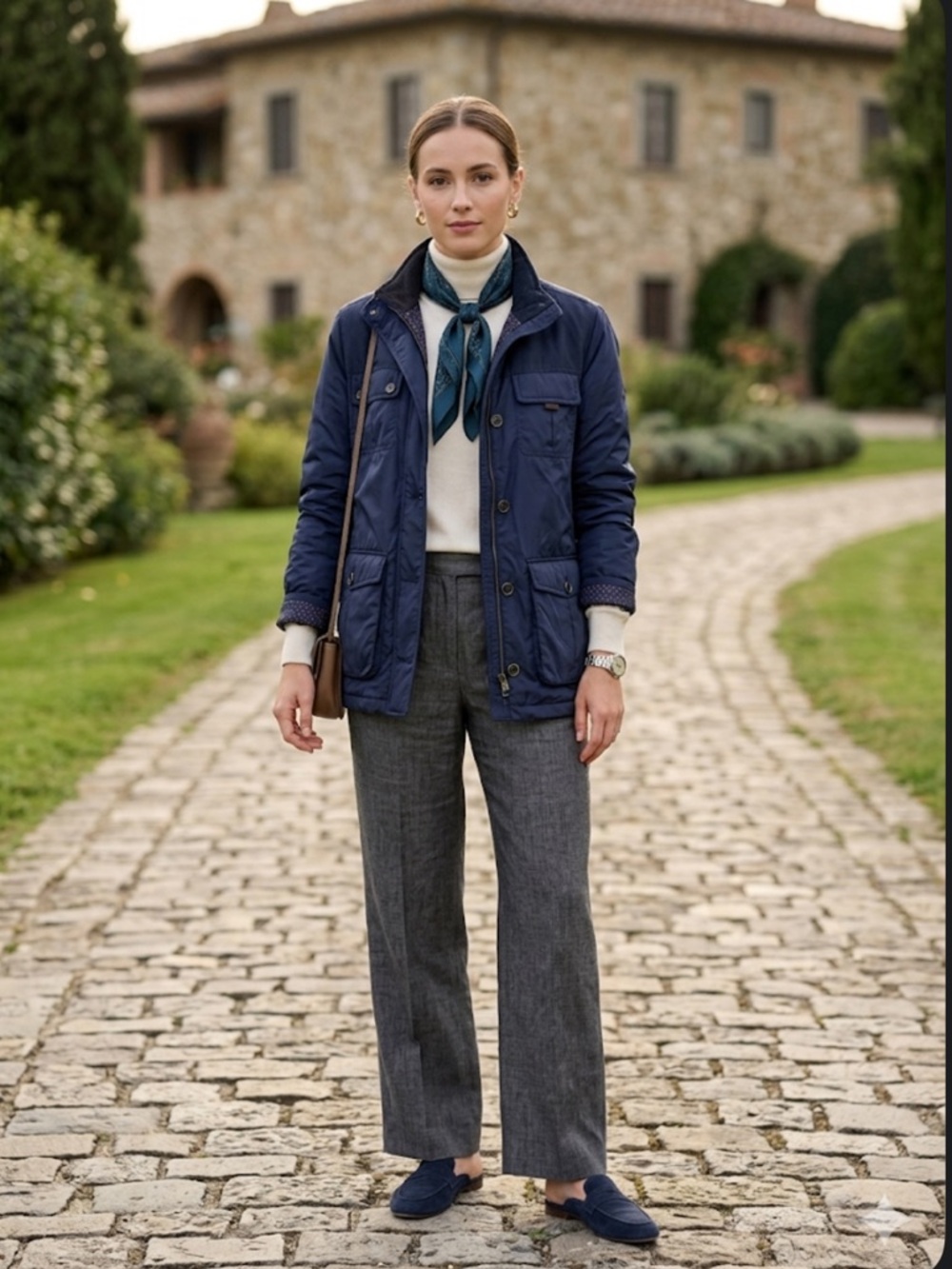 NIB UNTUCKit Woman’s Quilted Field Jacket XL Navy Blue Corduroy Trim New In Bag